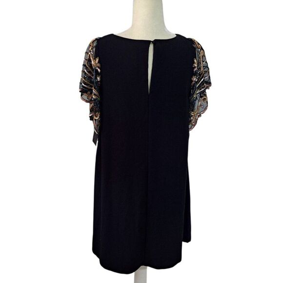 Aidan Mattox Trapeze Cocktail Dress Women's Black Embellished Party Sz 8 - Picture 4 of 9